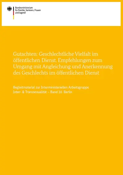 Titelseite "Geschlechtliche Vielfalt im öffentlichen Dienst" - IMAG Band 10