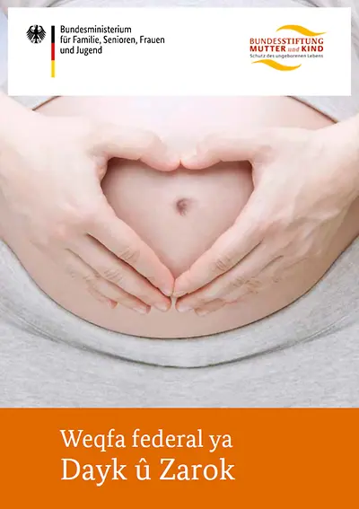 Titelseite Flyer Bundesstiftung Mutter und Kind - kurdisch