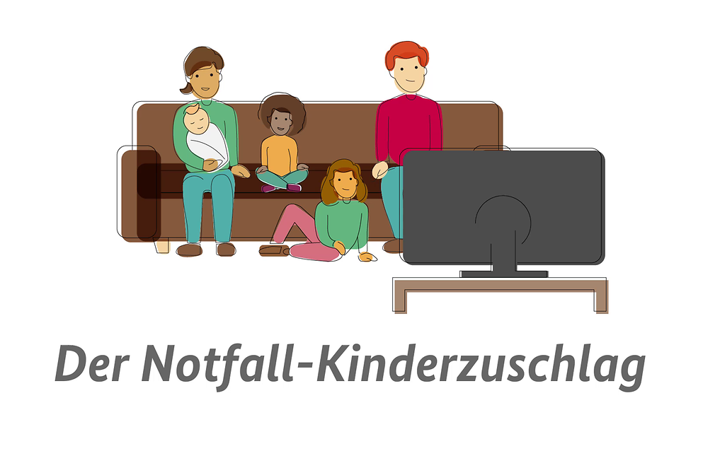 Illustration einer Familie vor dem Fernseher