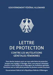 Première page "LETTRE DE PROTECTION CONTRE LES MUTILATIONS GÉNITALES FÉMININES"