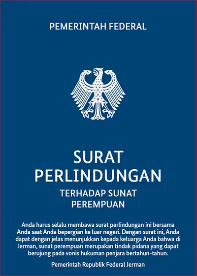 Cover des Schutzbriefes gegen weibliche Genitalverstümmelung in Indonesisch