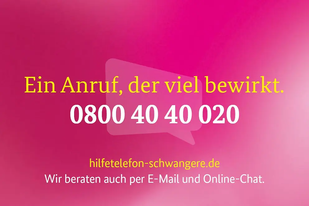 Ein Anruf, der viel bewirkt. 0800 40 40 020 hilfetelefon-schwangere.de. Wir beraten auch per E-Mail und Online-Chat