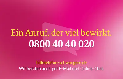 Ein Anruf, der viel bewirkt. 0800 40 40 020 hilfetelefon-schwangere.de. Wir beraten auch per E-Mail und Online-Chat