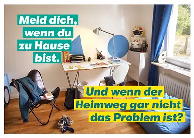 Titel: Postkarte „Schieb den Gedanken nicht weg!“ - Motiv Kinderzimmer