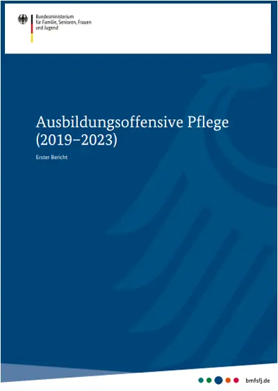 Titelseite Ausbildungsoffensive Pflege (2019-2023) - Erster Bericht