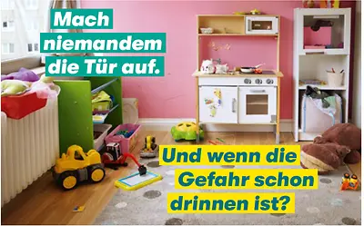 Visitenkarte Mach niemandem die Tür auf - Motiv Kinderzimmer rosa