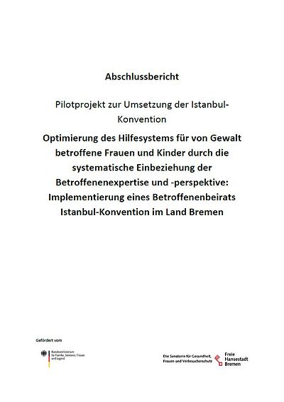 Titelseite des Berichts "Optimierung des Hilfesystems für von Gewalt betroffene Frauen und Kinder"