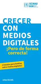 Titelseite vom Flyer "Groß werden mit Medien" in spanischer Sprache