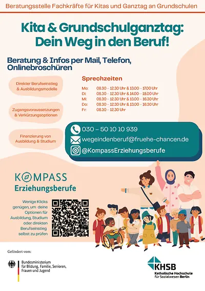 Plakat zur Beratungsstelle Fachkräfte für Kitas und Ganztag an Grundschulen
