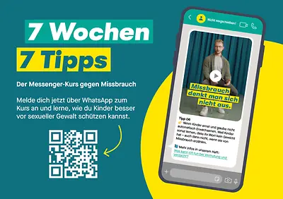 Ansicht der Postkarte "7 Wochen, 7 Tipps - Der Messenger-Kurs gegen Missbrauch"