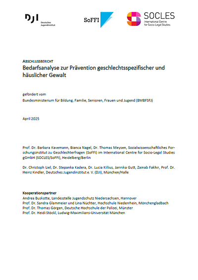 Deckblatt zur Bedarfsanalyse zur Prävention von geschlechtsspezifischer und häuslicher Gewalt 