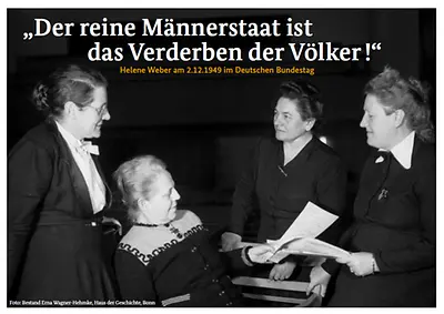 Bildansicht Postkarte "Der reine Männerstaat ist das Verderben der Völker!" Mütter des Grundgesetzes 