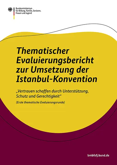 Titelbild Broschüre Thematischer Evaluierungsbericht zur Umsetzung der Istanbul-Konvention