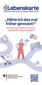Titelbild des Flyers "Lebenskarte – orientieren, informieren, auf eigenen Füßen stehen"