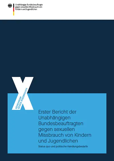 Titelseite vom Ersten Bericht der Unabhängigen Bundesbeauftragten gegen sexuellen Missbrauch von Kindern und Jugendlichen