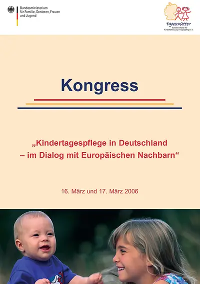 Titelseite "Kindertagespflege in Deutschland - im Dialog mit Europäischen Nachbarn"