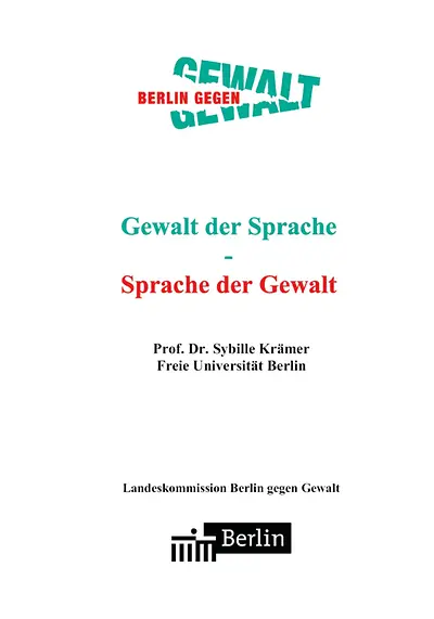 Deckblatt der Broschüre Gewalt der Sprache - Sprache der Gewalt