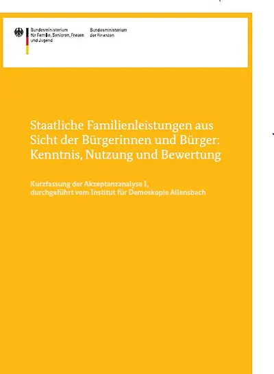 Titelseite Staatliche Familienleistungen aus Sicht der Bürgerinnen und Bürger