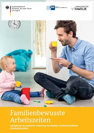 Cover des Leitfadens "Familienbewusste Arbeitszeiten"